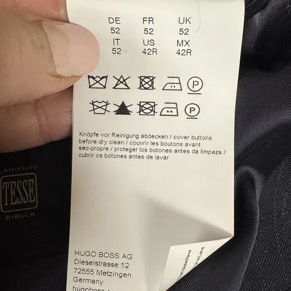 Hugo Boss Janson 6 Lanificio Tesse Biella Wool Navy Blue 2 Button Blazer Sz 42R - Picture 9 of 16